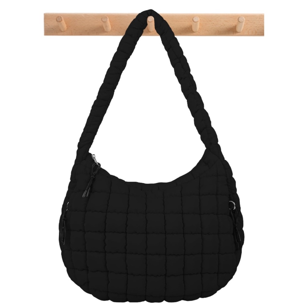 Black Quilted Puffer Shoulder Bag
